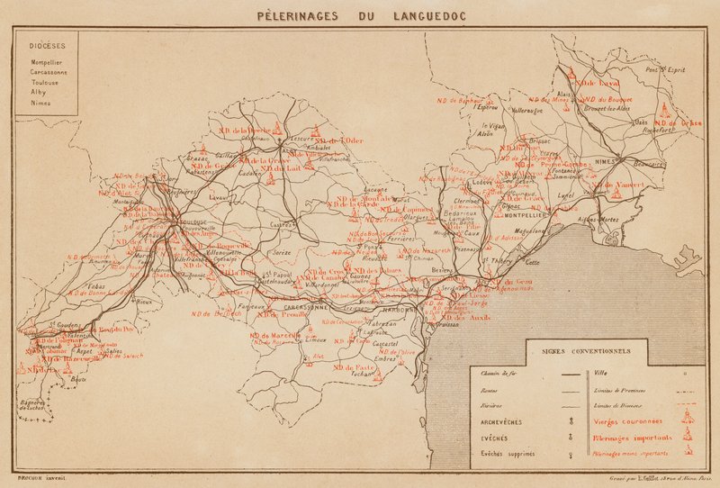 Pelerinages Du Languedoc (färglitografi) av Hubert Clerget