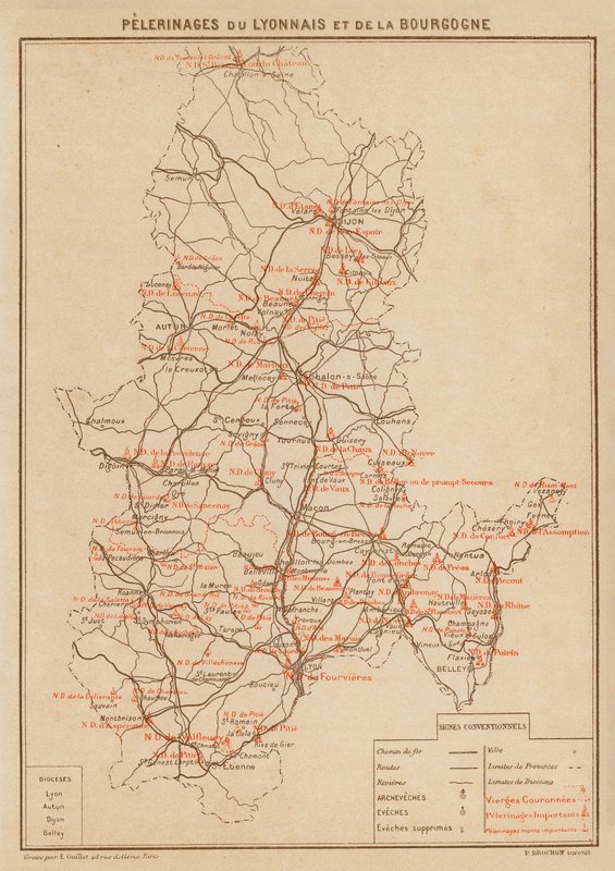 Pelerinages Du Lyonnais Et De La Bourgogne (färglitografi) av Hubert Clerget
