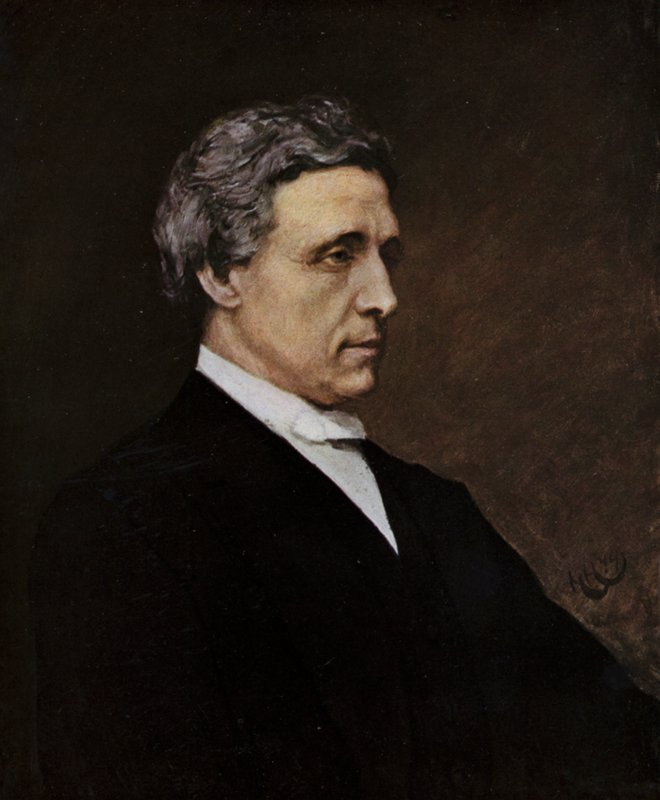 C L Dodgson (färg litho) av Hubert von (after) Herkomer