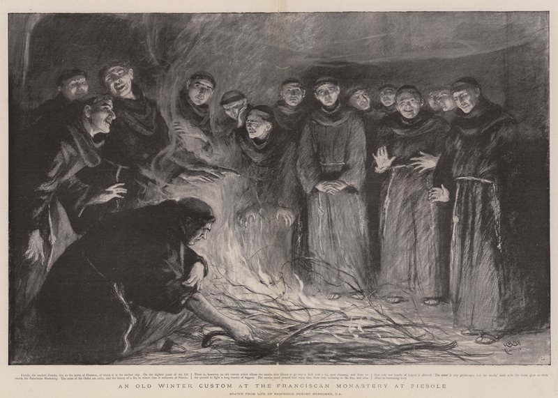 En gammal vintertradition i franciskanerklostret i Fiesole av Hubert von Herkomer