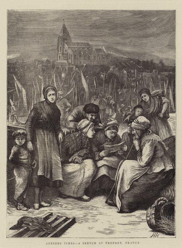 Oroliga tider, en skiss från Treport, Frankrike av Hubert von Herkomer