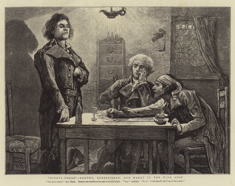 Nittiotre, Danton, Robespierre och Marat i vinbutiken av Hubert von Herkomer