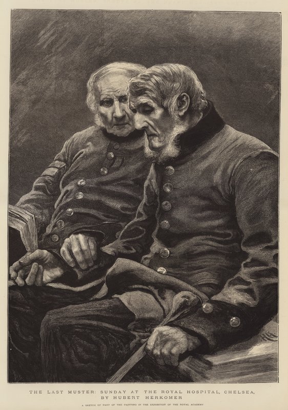 The Last Muster, söndag på Royal Hospital, Chelsea av Hubert von Herkomer