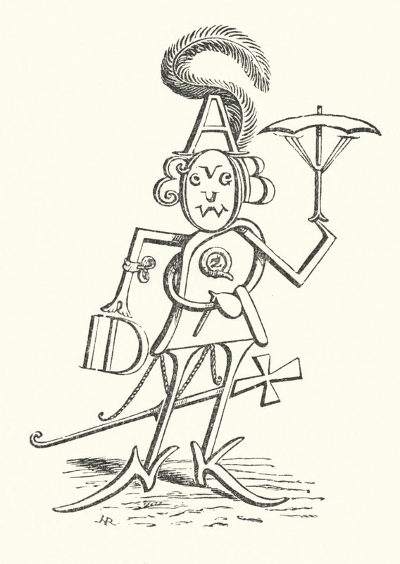 Mr Alphabet, som innehåller alla 26 bokstäverna (litho) av Hugh Rowley