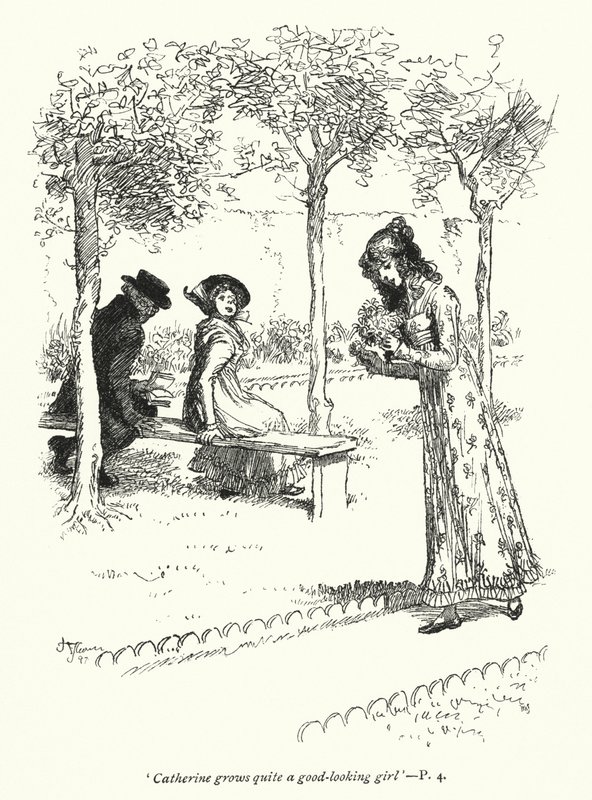 Illustration för Northanger Abbey av Jane Austen (litho) av Hugh Thomson