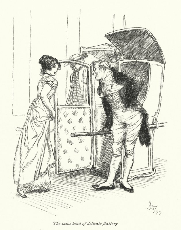 Illustration för Northanger Abbey av Jane Austen (litho) av Hugh Thomson