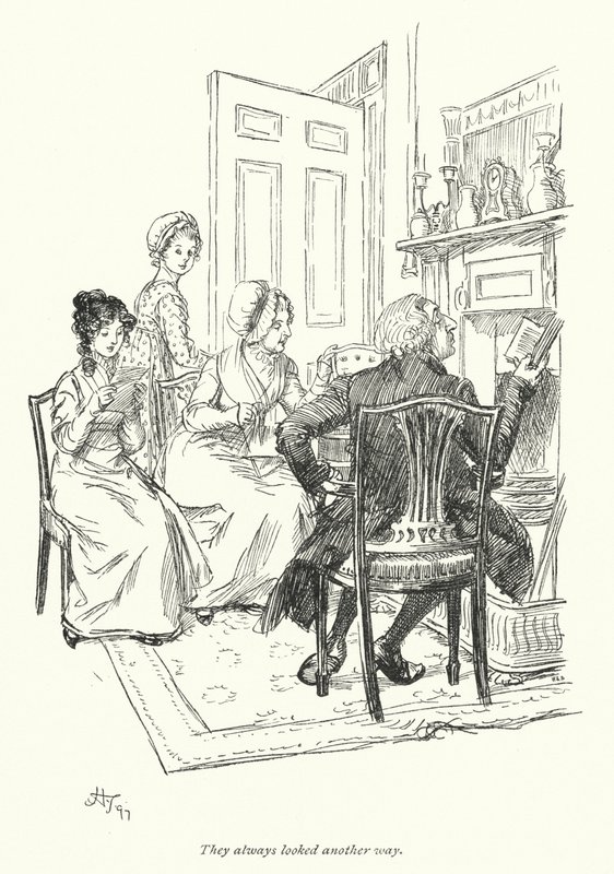 Illustration för Northanger Abbey av Jane Austen (litho) av Hugh Thomson