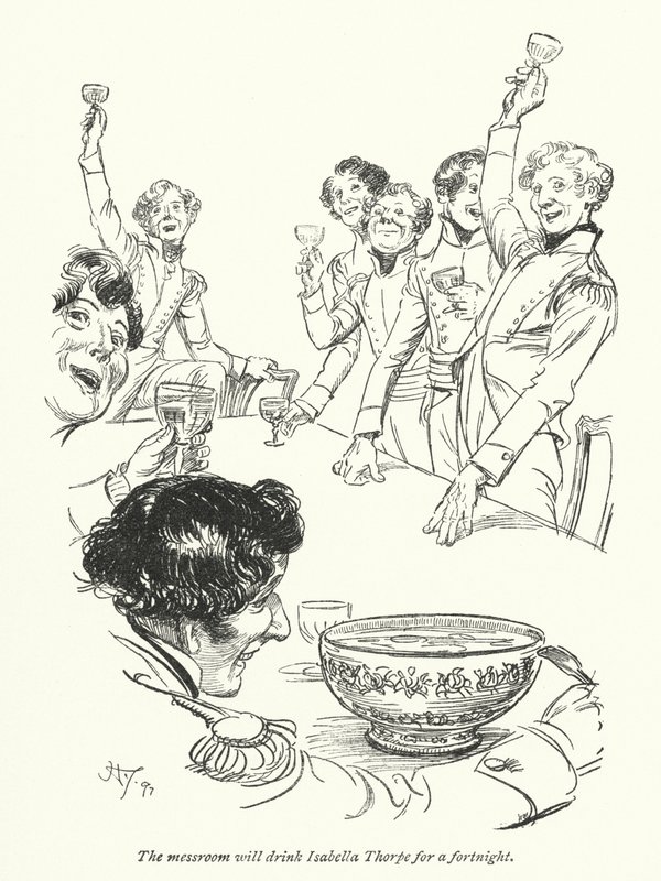Illustration för Northanger Abbey av Jane Austen (litho) av Hugh Thomson