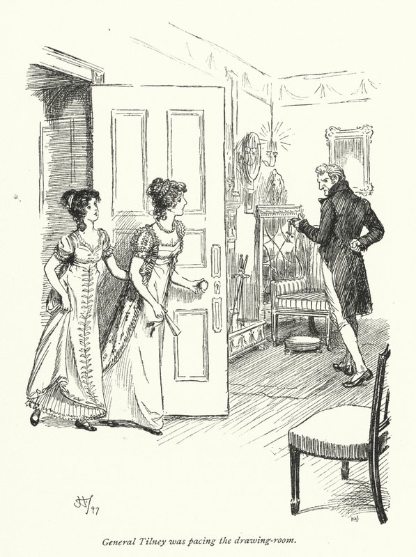 Illustration för Northanger Abbey av Jane Austen (litho) av Hugh Thomson