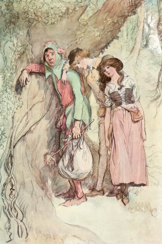 Illustration till Shakespeares As You Like It (färg litho) av Hugh Thomson