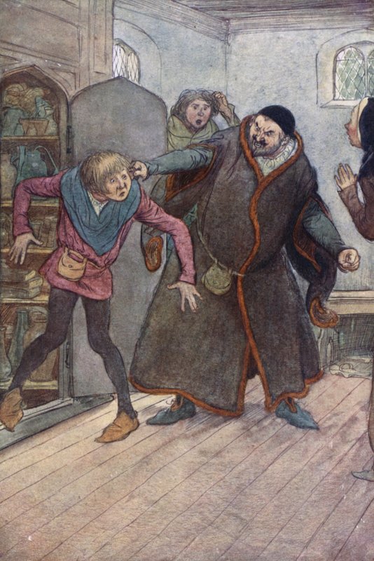Illustration för The Merry Wives of Windsor (färg litho) av Hugh Thomson