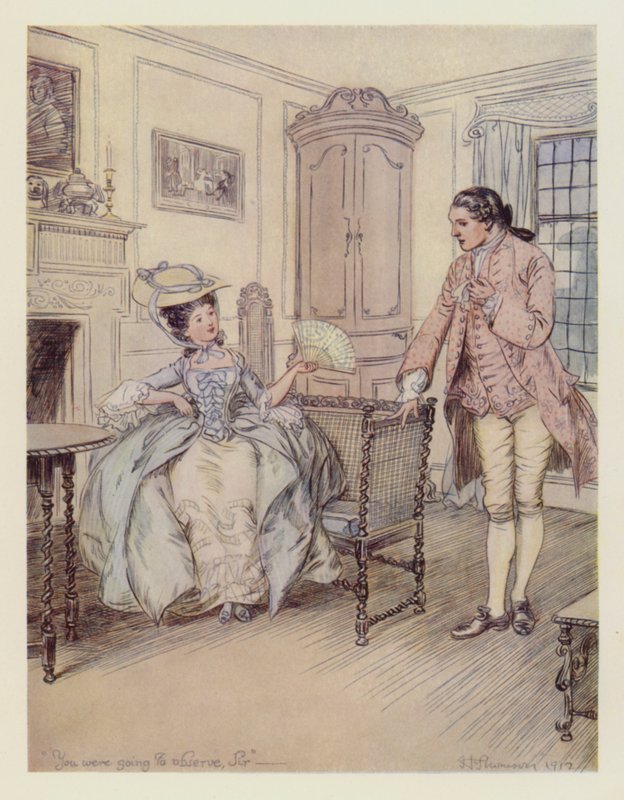 Miss Hardcastle ma Charles Marlow swed av Hugh Thomson