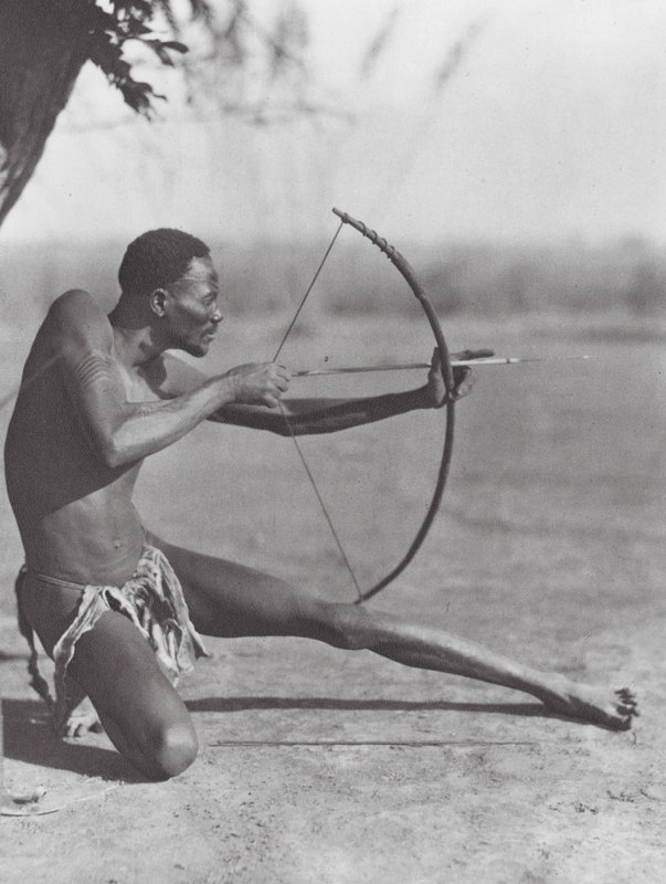 Afrika: Bågskytt från östra Djur (svartvitt foto) av Hugo Adolf Bernatzik