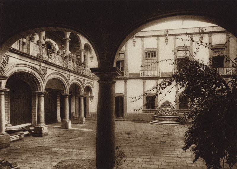Mexiko: Huvudstaden Mejico, Casa del Conde de Santiago (svartvitt foto) av Hugo Brehme