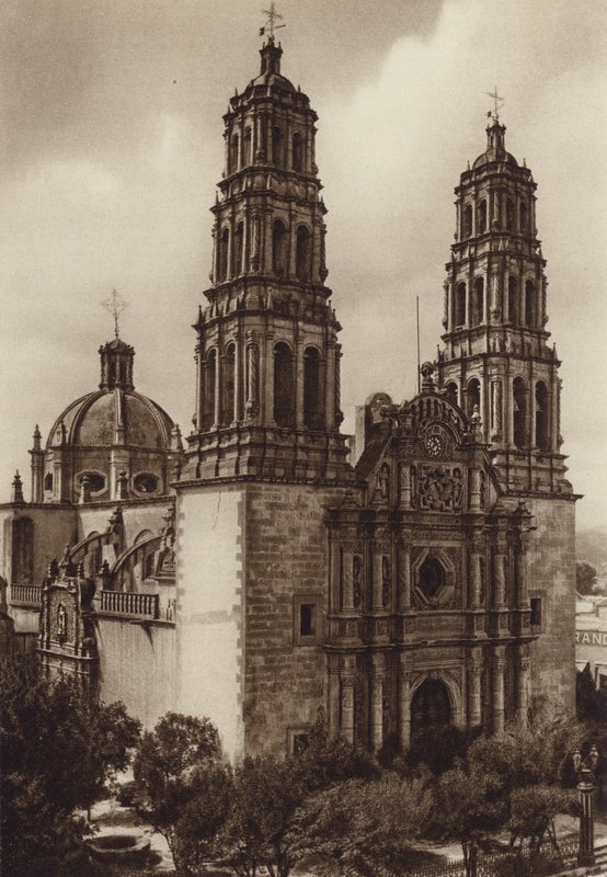 Mexiko: Katedralen i Chihuahua (svartvitt foto) av Hugo Brehme