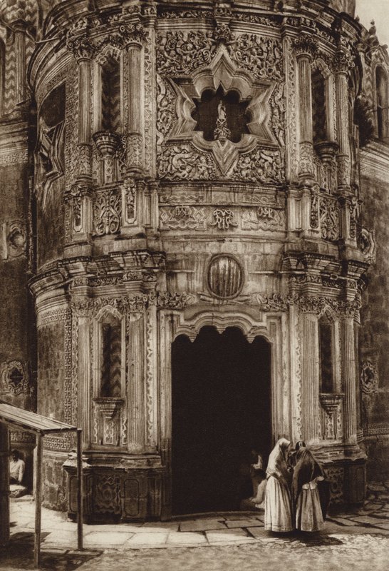 Mexiko: Guadalupe Hidalgo, Capilla del pozo (svartvitt foto) av Hugo Brehme