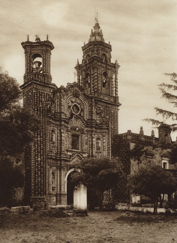 Mexiko: San Francisco-kyrkan, Tidigare vy (s/w-foto) av Hugo Brehme
