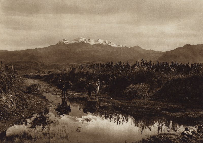 Mexiko: Iztaccihuatl (svartvitt foto) av Hugo Brehme