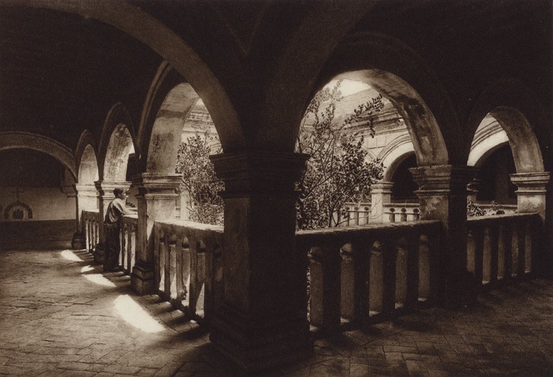 Mexiko: Monasterio Churubusco (svartvitt foto) av Hugo Brehme