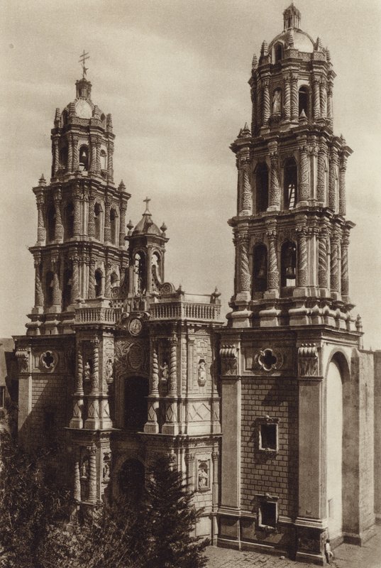 Mexiko: San Luis de Potosi, La Catedral (svartvitt foto) av Hugo Brehme