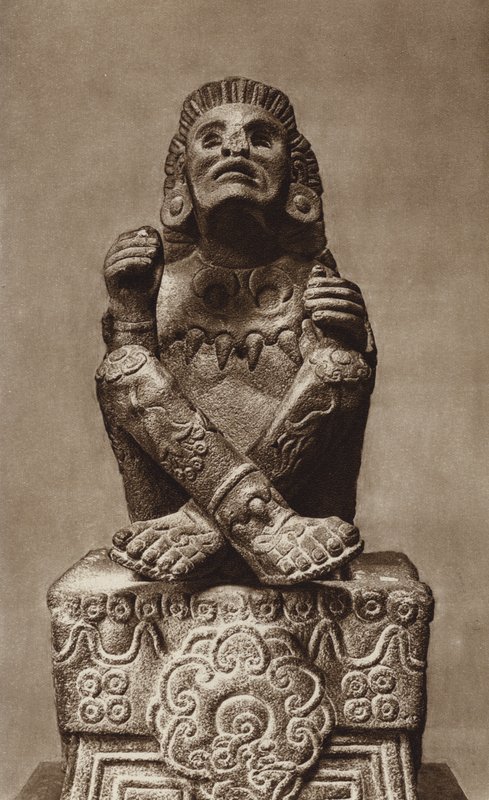 Mexiko: Xochipilli med mask, Nationalmuseum (svartvitt foto) av Hugo Brehme