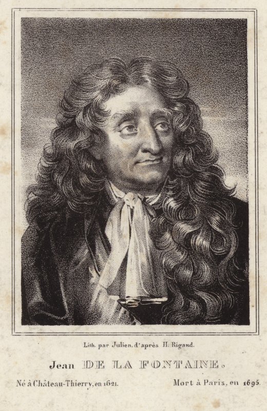 Porträtt av Jean de La Fontaine av Hyacinthe Francois Rigaud
