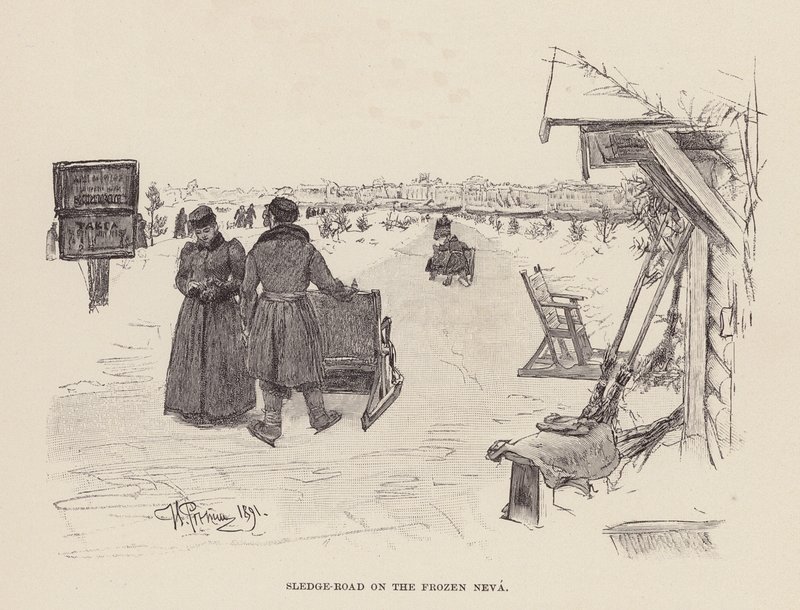 Släpväg på Fronzen Neva (gravyr) av Ilya Efimovich (after) Repin