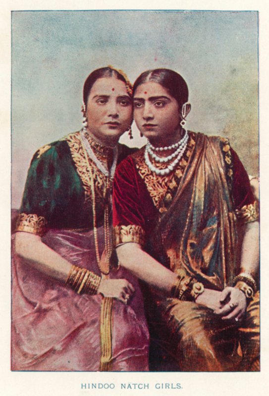 Indiska infödda: Hindoo Natch Girls (färgat foto) av Indian photographer