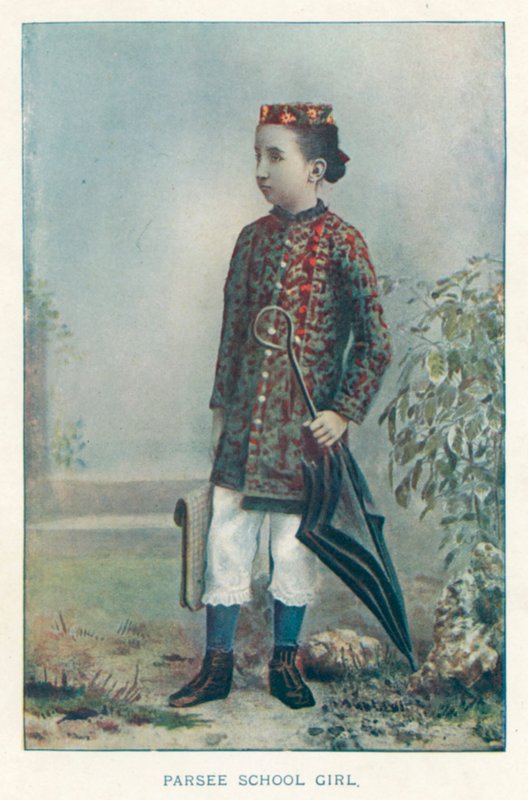 Indianer: Parsee School Girl (färgat foto) av Indian photographer