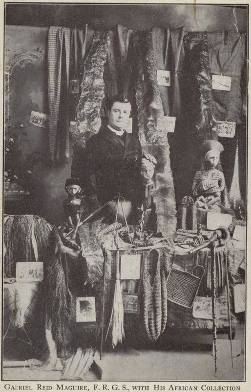 Gabriel Reid Maguire, irländsk upptäcktsresande, med sin afrikanska samling av Irish Photographer