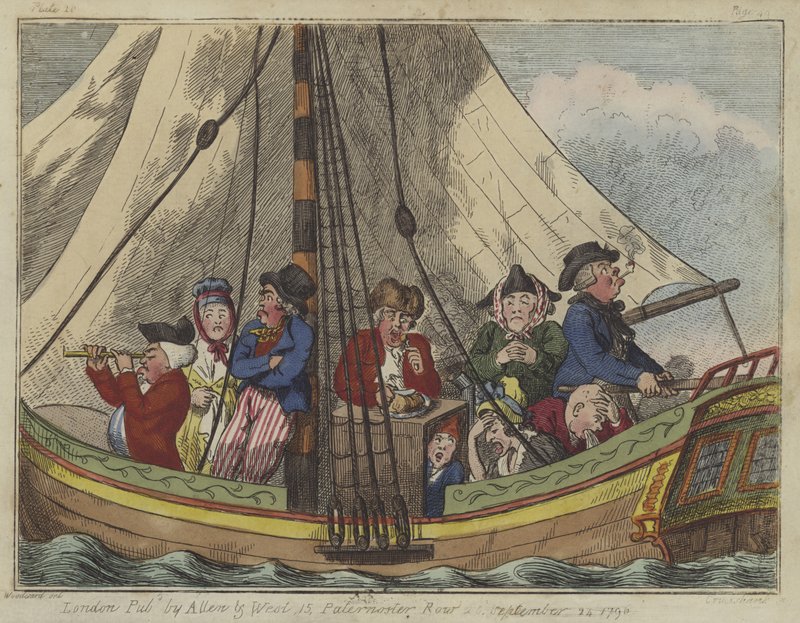 En sjöresa, 1796 (färgad etsning) av Isaac Robert Cruikshank