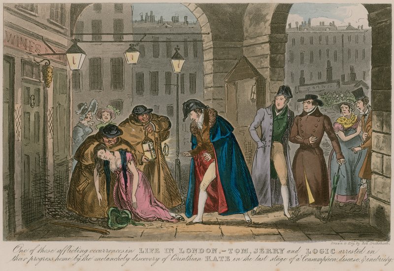 En av de plågsamma händelserna i Life in London av Isaac Robert Cruikshank