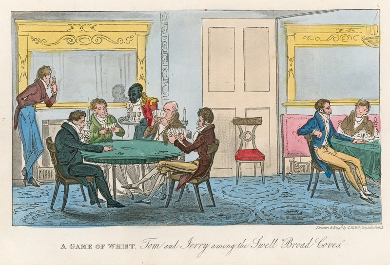 En omgång whist; Tom och Jerry bland de svällande breda vikar av Isaac, Robert and George Cruikshank