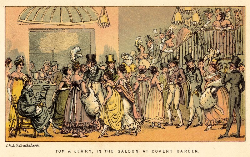 Tom och Jerry, i salongen på Covent Garden av Isaac, Robert and George Cruikshank