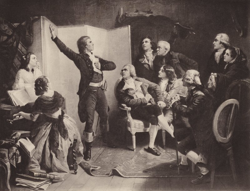 Den första sången av Marseillaise (litho) av Isidore (after) Pils
