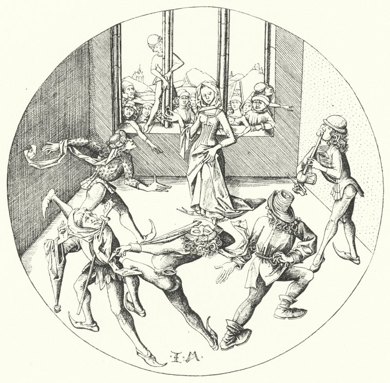 Dansen runt ringen (gravyr) av Israhel van the Elder Meckenem
