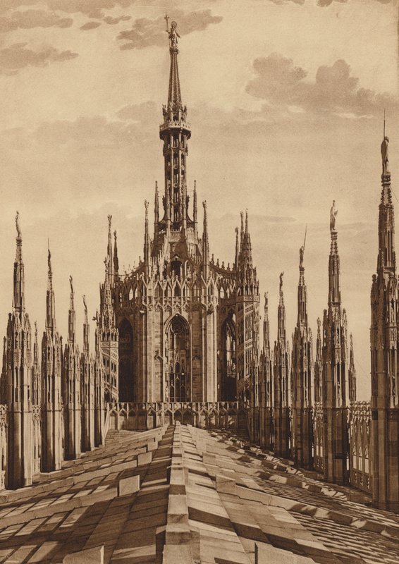 Katedralen i Milano: Huvudspiran (svartvitt foto) av Italian Photographer