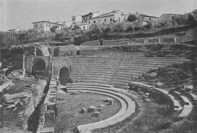 Florens, Fiesole, Rester av den romerska teatern (s/v foto) av Italian Photographer