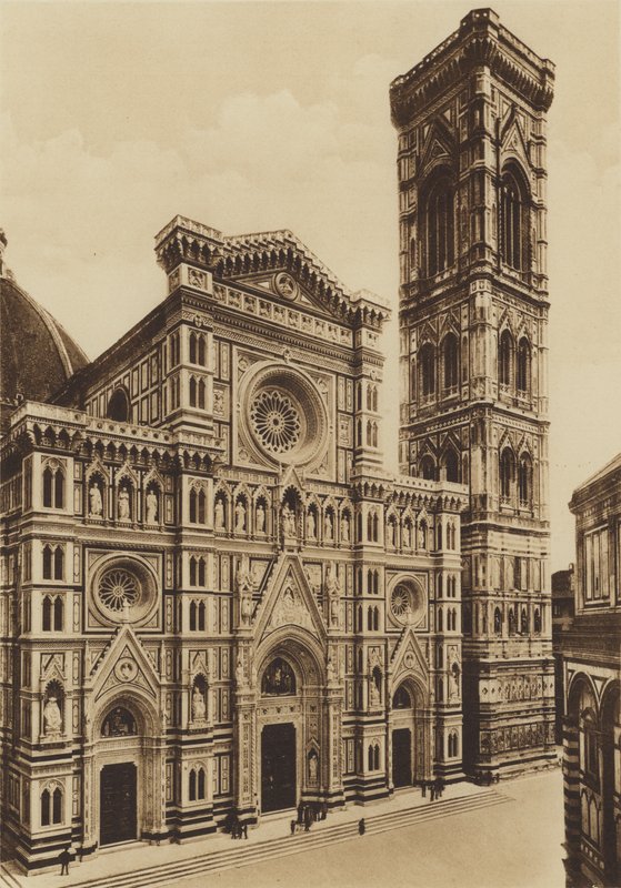 Firenze / Florens: Fasaden på katedralen, Arch De Fabris och del Moro (s/v foto) av Italian Photographer