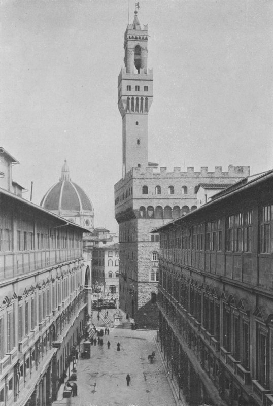 Florens, Uffizierna och Palazzo Vecchio (s/v foto) av Italian Photographer