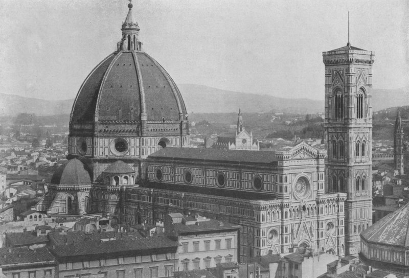 Florens, katedralen Panoramautsikt från domen i San Lorenzo (s/v foto) av Italian Photographer