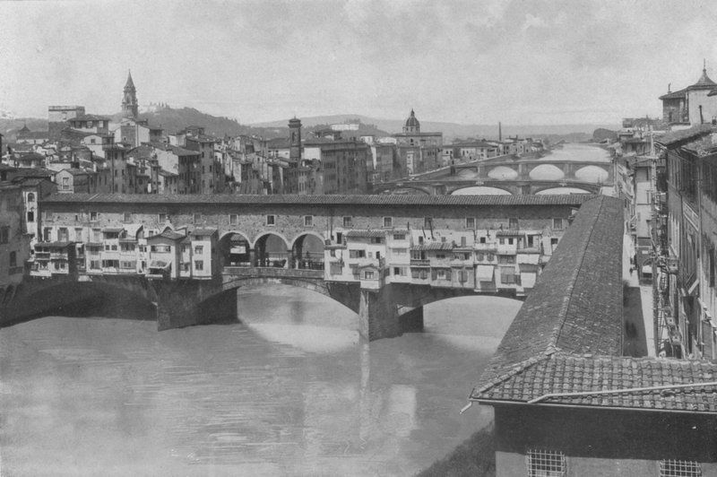 Florens, utsikt över de tre broarna (s/v foto) av Italian Photographer