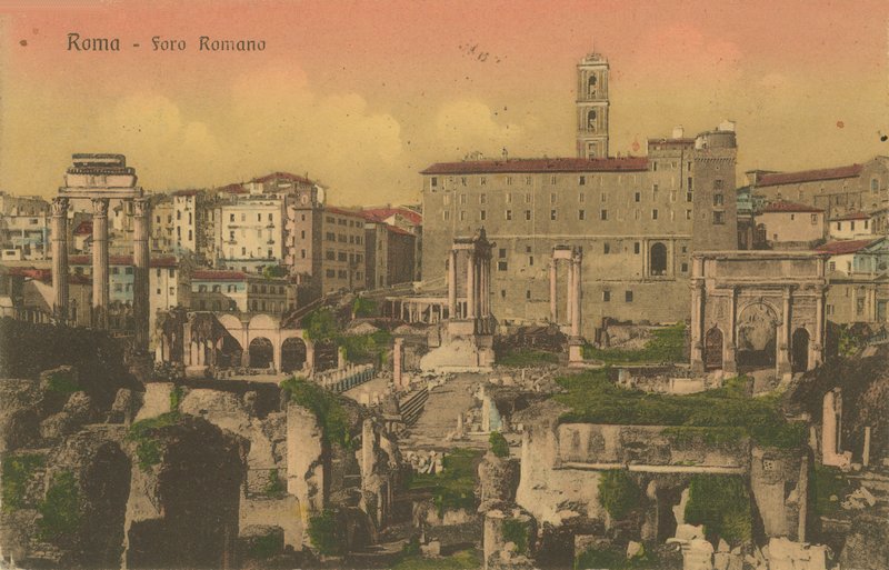 Forum Romanum, Rom. Vykort skickat 1913 av Italian Photographer