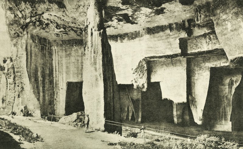 Latomia del Paradiso eller dei Cordari (svartvitt foto) av Italian Photographer