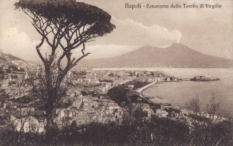 Neapel - Neapel, Panorama från Vergilius grav (svartvitt foto) av Italian Photographer