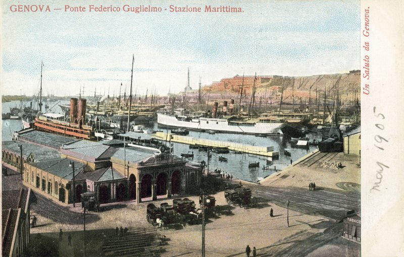 Ponte Federico Guglielmo och färjeterminalen, Genua av Italian Photographer