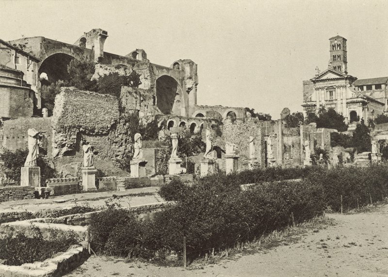 Forum Romanum, Konstantinbasilikan, Romulustemplet och Vestaljungfrurnas hus av Italian Photographer