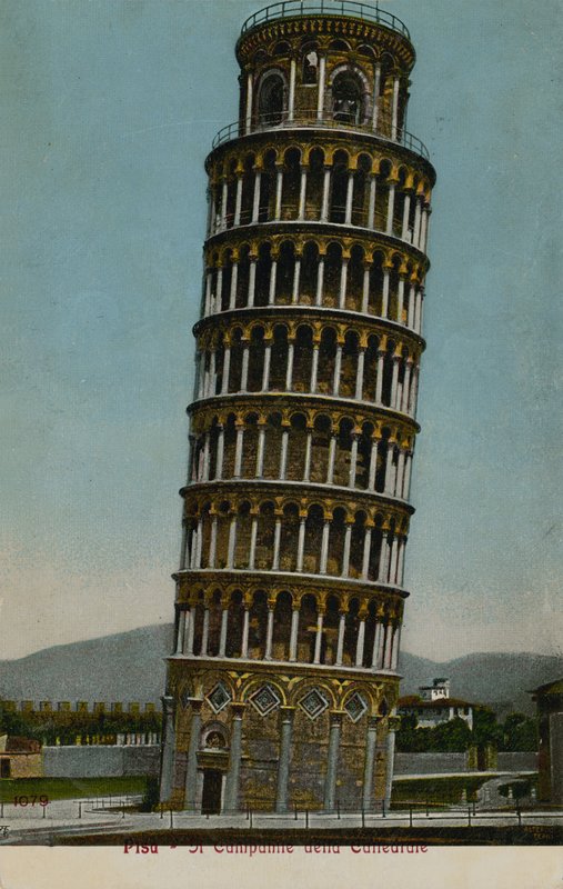Det lutande tornet i Pisa. Vykort skickat 1913. av Italian Photographer