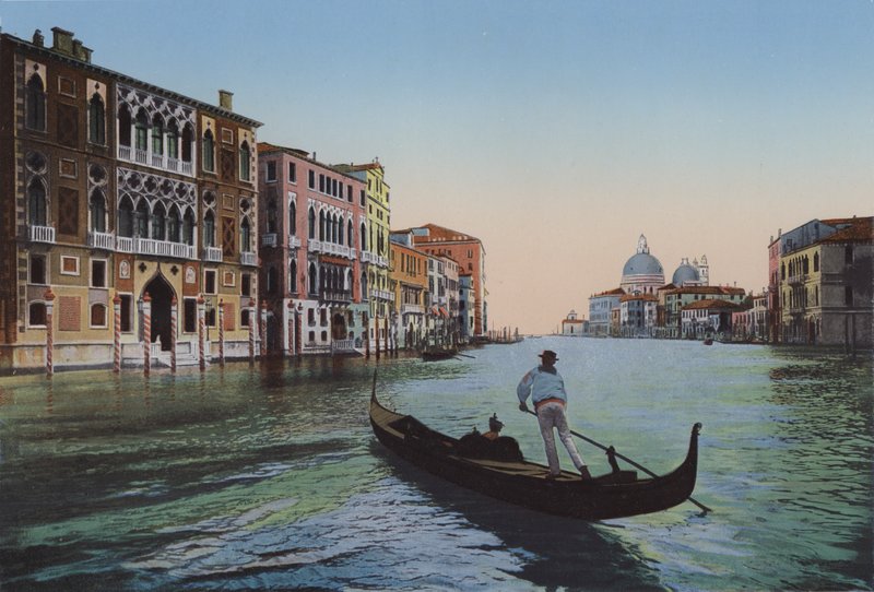 Venedig, Canal Grande från Accademia, Palazzo Franchetti av Italian Photographer