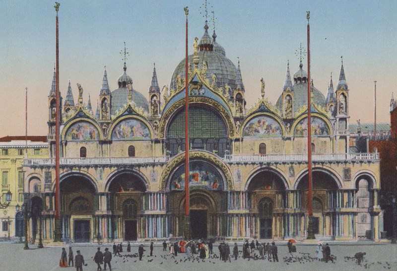 Venedig, San Marco-kyrkans fasad (färgad bild) av Italian Photographer